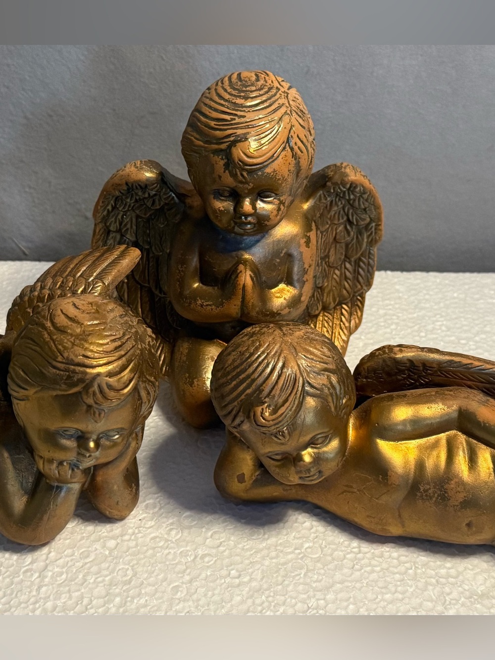 Vintage Gold Cherub Angels Figurines Set of 3 Raphael Sistine Cherubs
